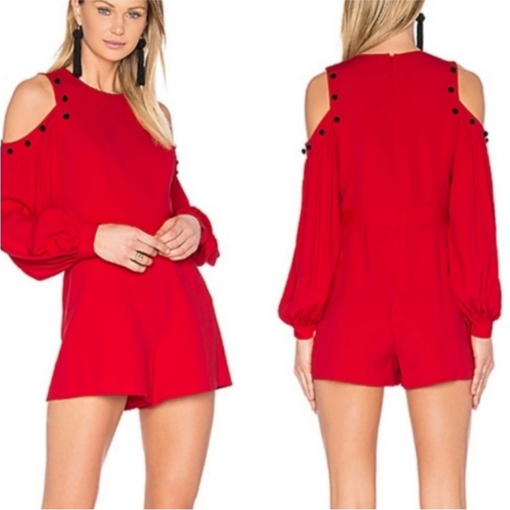 Alexis Vibrant Red Cold-Shoulder Romper